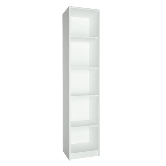 Bücherregal mit 5 Ebenen Regal in matter Ausführung 39 cm breit, Standregal mit 4 Einlegeböden, ideal für Schlafzimmer, Wohnzimmer, Flur, strapazierfähige Laminatplatte, 16 mm dick