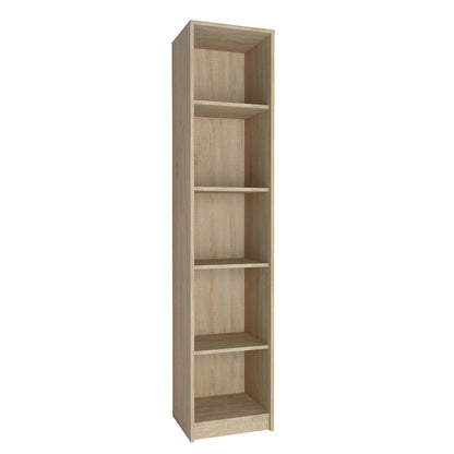 Bücherregal mit 5 Ebenen Regal in matter Ausführung 39 cm breit, Standregal mit 4 Einlegeböden, ideal für Schlafzimmer, Wohnzimmer, Flur, strapazierfähige Laminatplatte, 16 mm dick