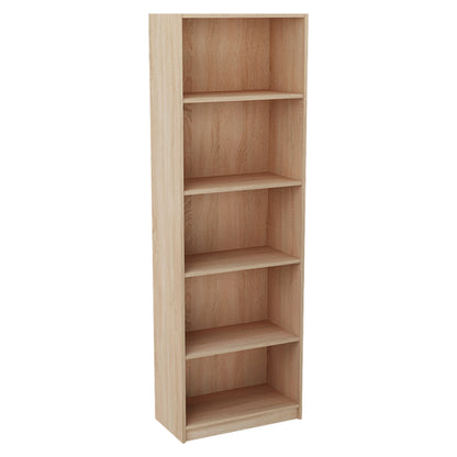 Bücherregal mit 5 Ebenen Regal in matter Ausführung 58 cm breit, Standregal mit 4 Einlegeböden, ideal für Schlafzimmer, Wohnzimmer, Flur, strapazierfähige Laminatplatte, 16 mm dick