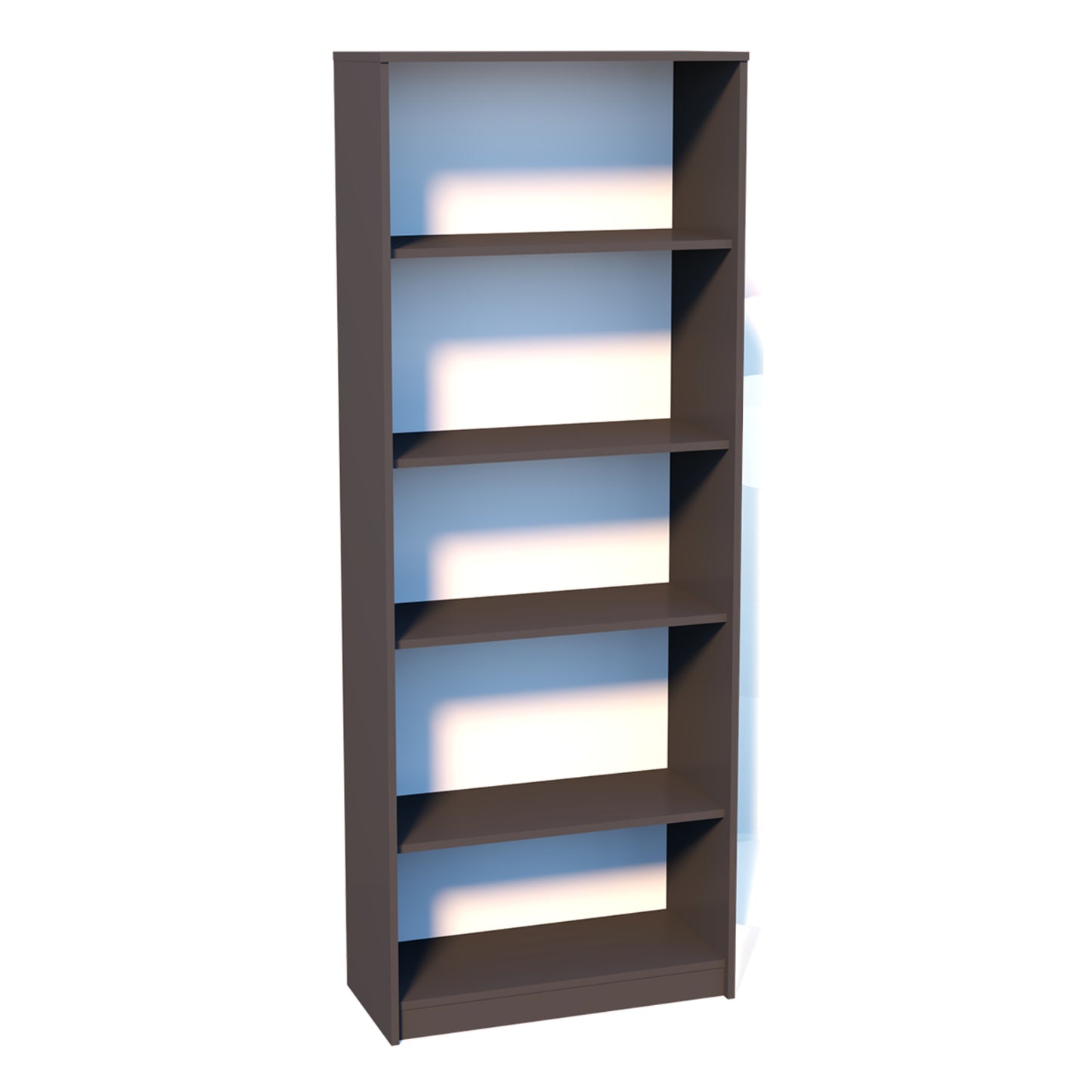 Bücherregal mit 5 Ebenen Regal in matter Ausführung 74 cm breit, Standregal mit 4 Einlegeböden, ideal für Schlafzimmer, Wohnzimmer, Flur, strapazierfähige Laminatplatte, 16 mm dick