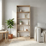 Bücherregal mit 5 Ebenen Regal in matter Ausführung 74 cm breit, Standregal mit 4 Einlegeböden, ideal für Schlafzimmer, Wohnzimmer, Flur, strapazierfähige Laminatplatte, 16 mm dick
