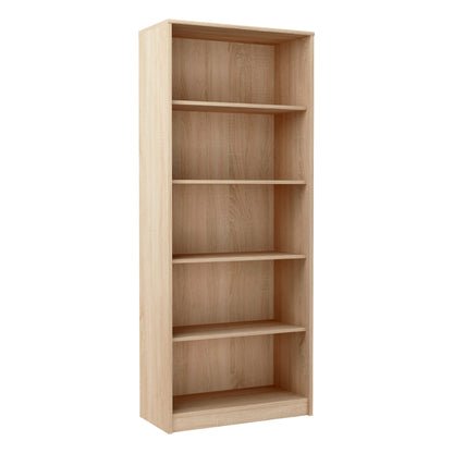 Bücherregal mit 5 Ebenen Regal in matter Ausführung 74 cm breit, Standregal mit 4 Einlegeböden, ideal für Schlafzimmer, Wohnzimmer, Flur, strapazierfähige Laminatplatte, 16 mm dick