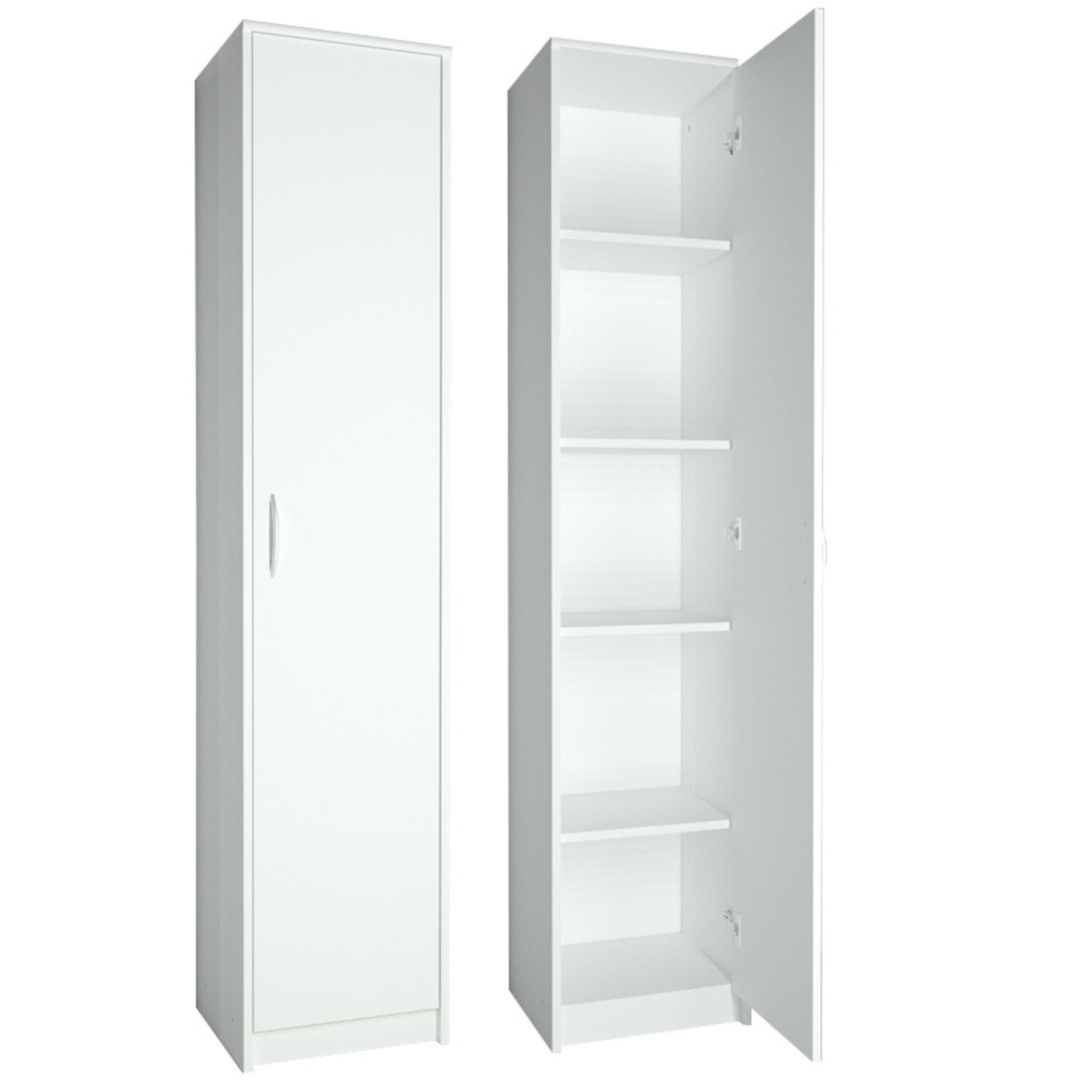 Regal mit 5 Ebenen in mattem Finish Aktenschrank mit 4 Einlegeböden und 1 Tür, Standregal 39 cm breit mit hochwertigen Polymergriffen ideal für Schlafzimmer, Wohnzimmer, Flur, Büro