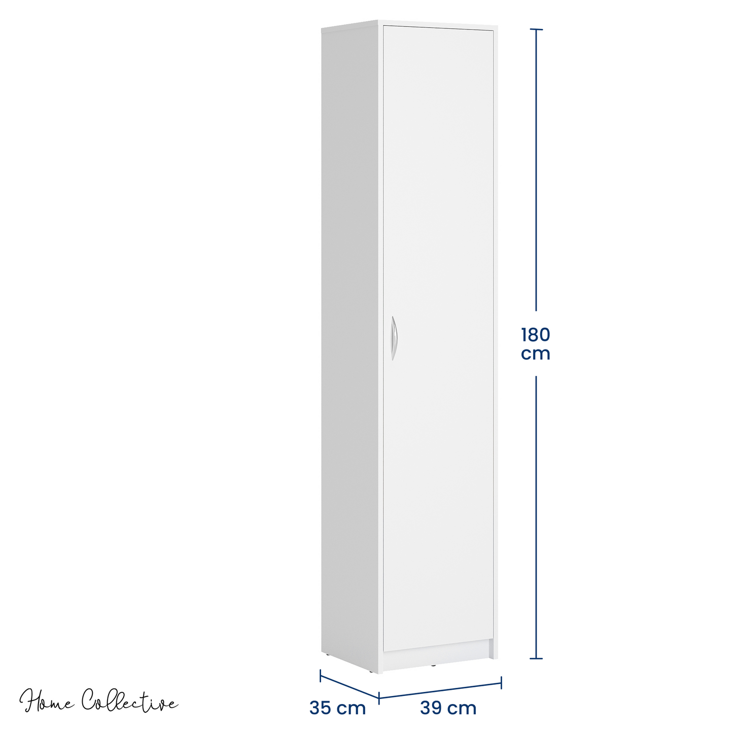 Regal mit 5 Ebenen in mattem Finish Aktenschrank mit 4 Einlegeböden und 1 Tür, Standregal 39 cm breit mit hochwertigen Polymergriffen ideal für Schlafzimmer, Wohnzimmer, Flur, Büro