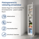 Regal mit 5 Ebenen in mattem Finish Aktenschrank mit 4 Einlegeböden und 1 Tür, Standregal 39 cm breit mit hochwertigen Polymergriffen ideal für Schlafzimmer, Wohnzimmer, Flur, Büro