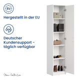 Regal mit 5 Ebenen in mattem Finish Aktenschrank mit 4 Einlegeböden und 1 Tür, Standregal 39 cm breit mit hochwertigen Polymergriffen ideal für Schlafzimmer, Wohnzimmer, Flur, Büro