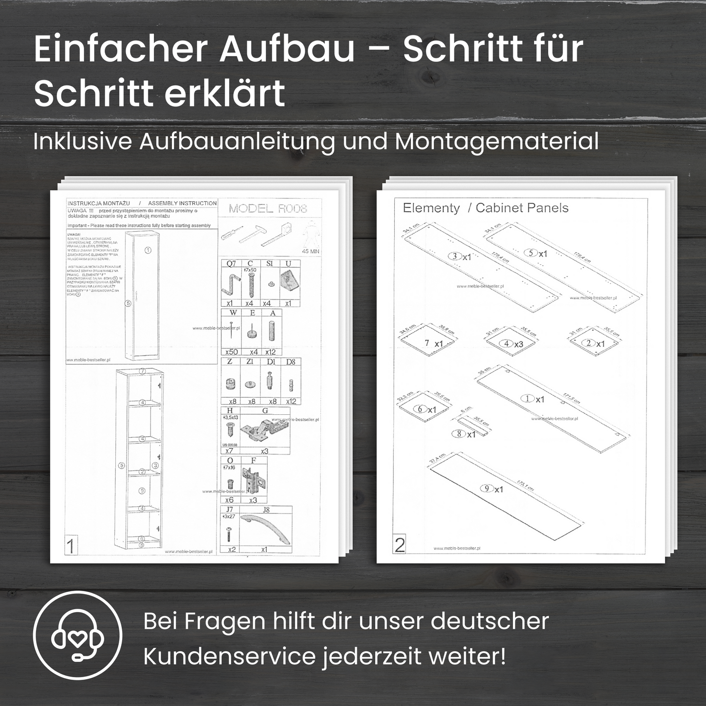 Regal mit 5 Ebenen in mattem Finish Aktenschrank mit 4 Einlegeböden und 1 Tür, Standregal 39 cm breit mit hochwertigen Polymergriffen ideal für Schlafzimmer, Wohnzimmer, Flur, Büro