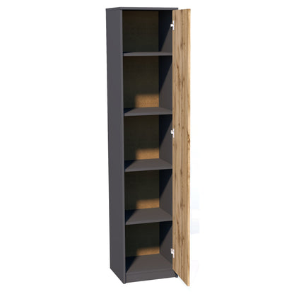 Regal mit 5 Ebenen in mattem Finish Aktenschrank mit 4 Einlegeböden und 1 Tür, Standregal 39 cm breit mit hochwertigen Polymergriffen ideal für Schlafzimmer, Wohnzimmer, Flur, Büro