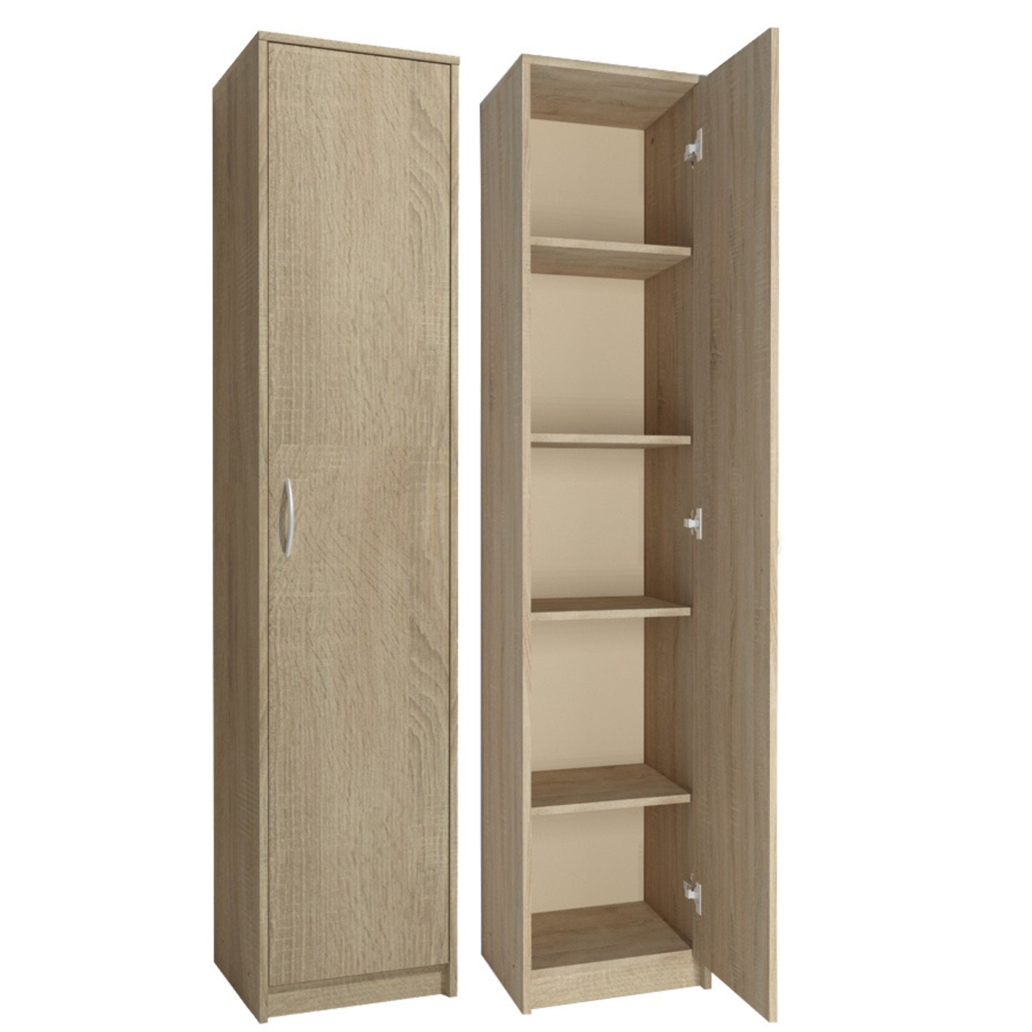 Regal mit 5 Ebenen in mattem Finish Aktenschrank mit 4 Einlegeböden und 1 Tür, Standregal 39 cm breit mit hochwertigen Polymergriffen ideal für Schlafzimmer, Wohnzimmer, Flur, Büro