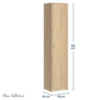 Regal mit 5 Ebenen in mattem Finish Aktenschrank mit 4 Einlegeböden und 1 Tür, Standregal 39 cm breit mit hochwertigen Polymergriffen ideal für Schlafzimmer, Wohnzimmer, Flur, Büro