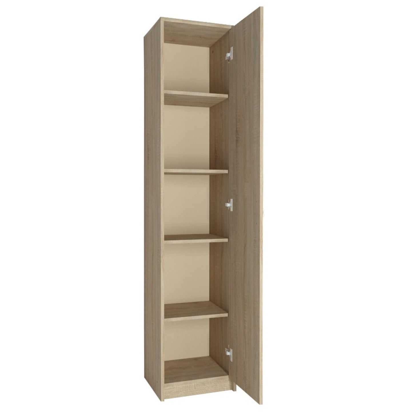 Regal mit 5 Ebenen in mattem Finish Aktenschrank mit 4 Einlegeböden und 1 Tür, Standregal 39 cm breit mit hochwertigen Polymergriffen ideal für Schlafzimmer, Wohnzimmer, Flur, Büro