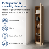 Regal mit 5 Ebenen in mattem Finish Aktenschrank mit 4 Einlegeböden und 1 Tür, Standregal 39 cm breit mit hochwertigen Polymergriffen ideal für Schlafzimmer, Wohnzimmer, Flur, Büro