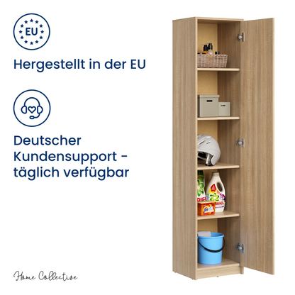 Regal mit 5 Ebenen in mattem Finish Aktenschrank mit 4 Einlegeböden und 1 Tür, Standregal 39 cm breit mit hochwertigen Polymergriffen ideal für Schlafzimmer, Wohnzimmer, Flur, Büro