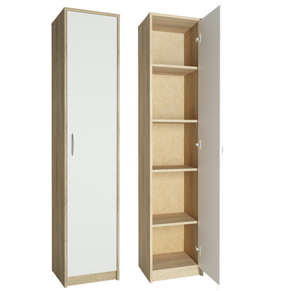 Regal mit 5 Ebenen in mattem Finish Aktenschrank mit 4 Einlegeböden und 1 Tür, Standregal 39 cm breit mit hochwertigen Polymergriffen ideal für Schlafzimmer, Wohnzimmer, Flur, Büro