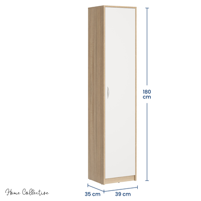 Regal mit 5 Ebenen in mattem Finish Aktenschrank mit 4 Einlegeböden und 1 Tür, Standregal 39 cm breit mit hochwertigen Polymergriffen ideal für Schlafzimmer, Wohnzimmer, Flur, Büro