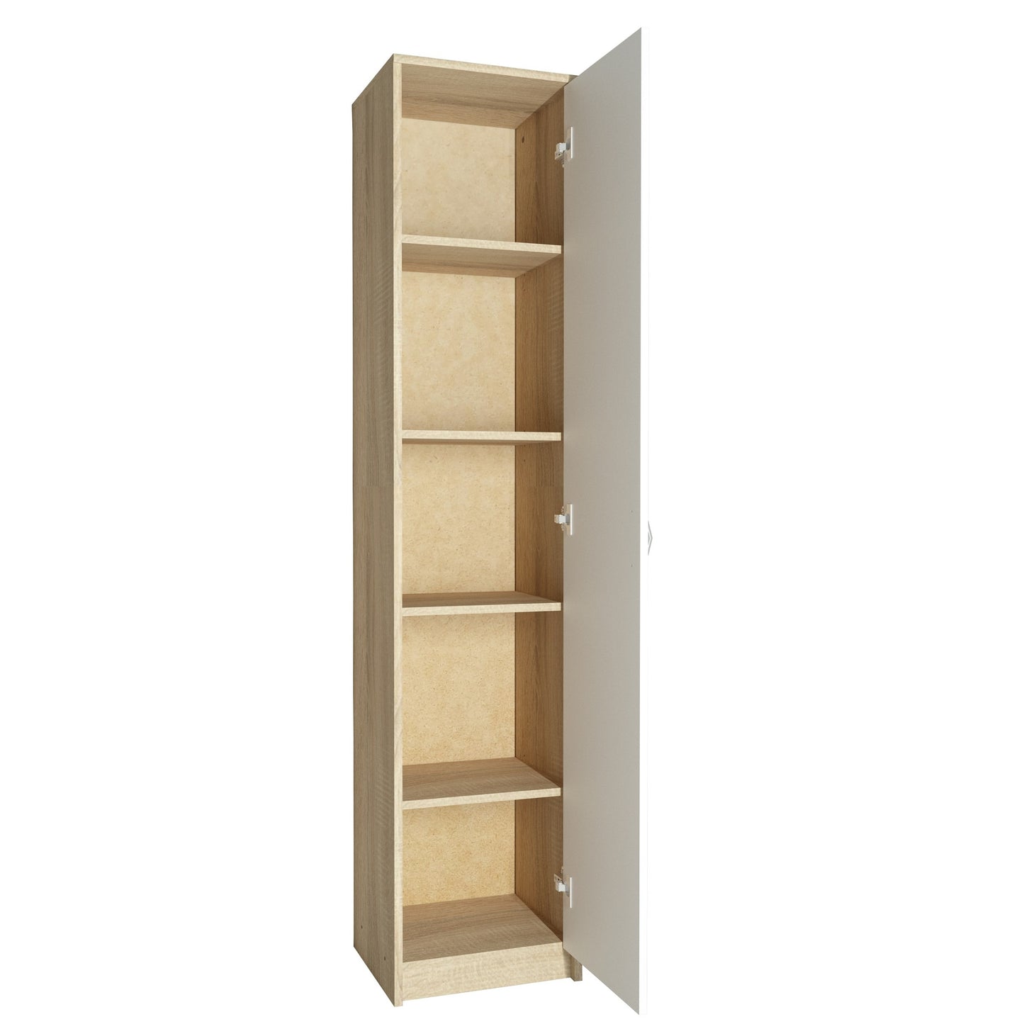 Regal mit 5 Ebenen in mattem Finish Aktenschrank mit 4 Einlegeböden und 1 Tür, Standregal 39 cm breit mit hochwertigen Polymergriffen ideal für Schlafzimmer, Wohnzimmer, Flur, Büro