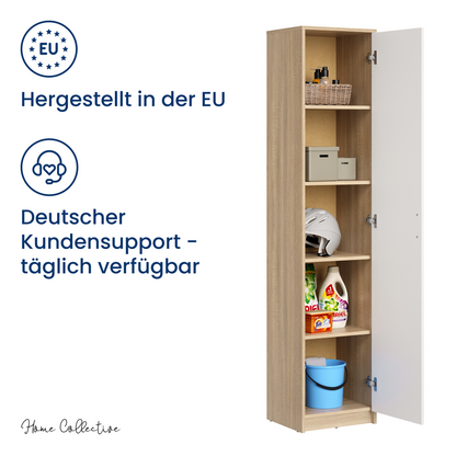 Regal mit 5 Ebenen in mattem Finish Aktenschrank mit 4 Einlegeböden und 1 Tür, Standregal 39 cm breit mit hochwertigen Polymergriffen ideal für Schlafzimmer, Wohnzimmer, Flur, Büro