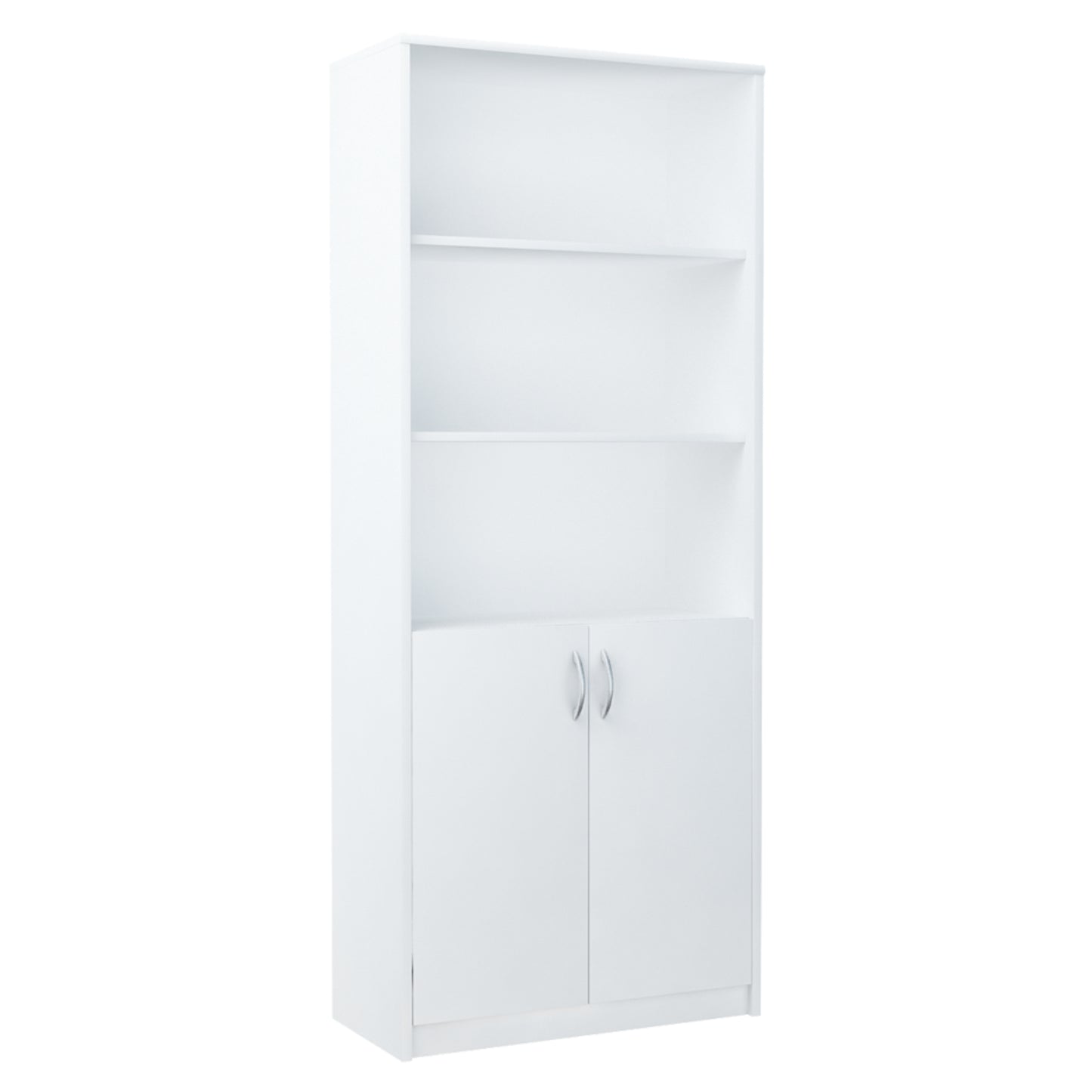 Bücherregal mit 5 Ebenen und 2 Türen Mehrzweckschrank Haushaltsschrank in mattem Finish Aktenschrank Regal 74 cm breit, Standregal mit 4 Einlegeböden, ideal für Schlafzimmer, Wohnzimmer, Flur