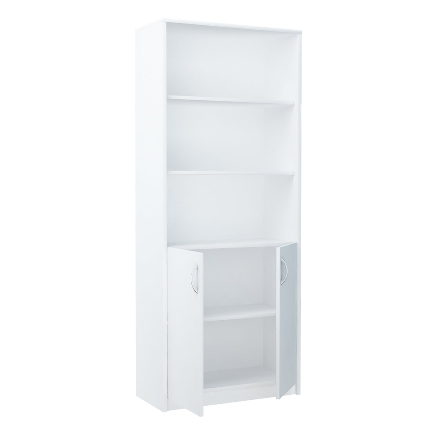 Bücherregal mit 5 Ebenen und 2 Türen Mehrzweckschrank Haushaltsschrank in mattem Finish Aktenschrank Regal 74 cm breit, Standregal mit 4 Einlegeböden, ideal für Schlafzimmer, Wohnzimmer, Flur