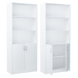 Bücherregal mit 5 Ebenen und 2 Türen Mehrzweckschrank Haushaltsschrank in mattem Finish Aktenschrank Regal 74 cm breit, Standregal mit 4 Einlegeböden, ideal für Schlafzimmer, Wohnzimmer, Flur