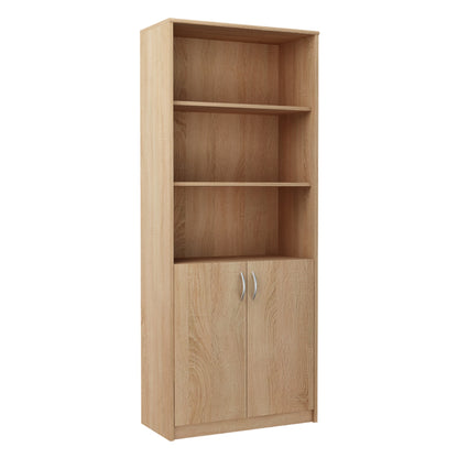 Bücherregal mit 5 Ebenen und 2 Türen Mehrzweckschrank Haushaltsschrank in mattem Finish Aktenschrank Regal 74 cm breit, Standregal mit 4 Einlegeböden, ideal für Schlafzimmer, Wohnzimmer, Flur