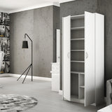 Mehrzweckschrank mit 8 Fächern Besenschrank Haushaltsschrank in mattem Finish mit 6 Einlegeböden und 2 Türen, 74 cm breit aus Laminatplatte und hochwertigen Polymergriffen