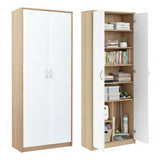 Mehrzweckschrank mit 8 Fächern Besenschrank Haushaltsschrank in mattem Finish mit 6 Einlegeböden und 2 Türen, 74 cm breit aus Laminatplatte und hochwertigen Polymergriffen