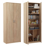 Mehrzweckschrank mit 8 Fächern Besenschrank Haushaltsschrank in mattem Finish mit 6 Einlegeböden und 2 Türen, 74 cm breit aus Laminatplatte und hochwertigen Polymergriffen