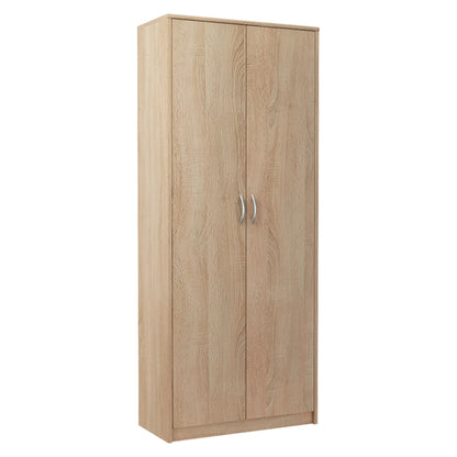 Mehrzweckschrank mit 8 Fächern Besenschrank Haushaltsschrank in mattem Finish mit 6 Einlegeböden und 2 Türen, 74 cm breit aus Laminatplatte und hochwertigen Polymergriffen