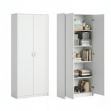 Schrank Mehrzweckschrank Aktenschrank Hochschrank mit 5 Fächern, 2 Türen, 74x35x180 cm, vielseitig einsetzbar für Büro, Flur, Küche, Hauswirtschaftsraum, stabil & pflegeleicht