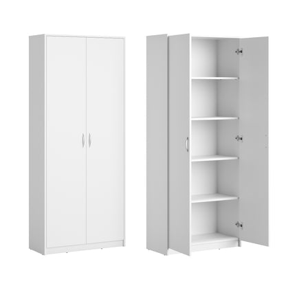 Schrank Mehrzweckschrank Aktenschrank Hochschrank mit 5 Fächern, 2 Türen, 74x35x180 cm, vielseitig einsetzbar für Büro, Flur, Küche, Hauswirtschaftsraum, stabil & pflegeleicht