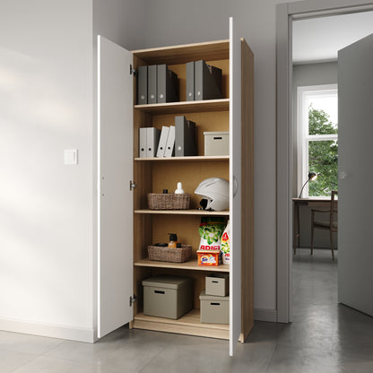 Schrank Mehrzweckschrank Aktenschrank Hochschrank mit 5 Fächern, 2 Türen, 74x35x180 cm, vielseitig einsetzbar für Büro, Flur, Küche, Hauswirtschaftsraum, stabil & pflegeleicht