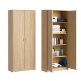 Schrank Mehrzweckschrank Aktenschrank Hochschrank mit 5 Fächern, 2 Türen, 74x35x180 cm, vielseitig einsetzbar für Büro, Flur, Küche, Hauswirtschaftsraum, stabil & pflegeleicht