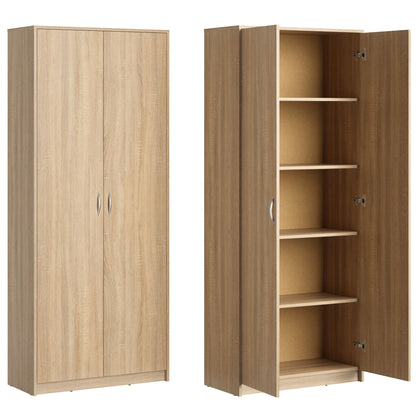 Schrank Mehrzweckschrank Aktenschrank Hochschrank mit 5 Fächern, 2 Türen, 74x35x180 cm, vielseitig einsetzbar für Büro, Flur, Küche, Hauswirtschaftsraum, stabil & pflegeleicht