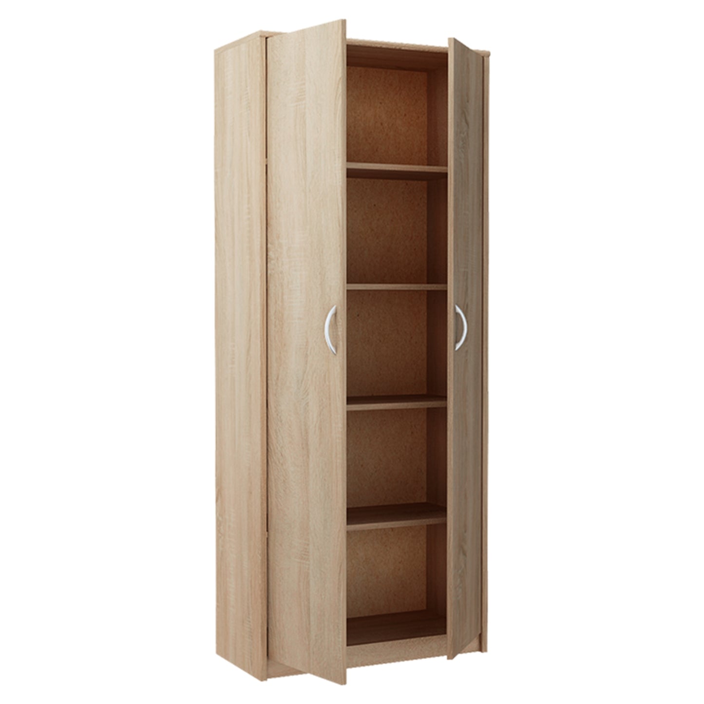 Aktenschrank mit 5 Fächern Mehrzweckschrank Haushaltsschrank in mattem Finish mit 4 Einlegeböden und 2 Türen, 74 cm breit aus Laminatplatte und hochwertigen Polymergriffen