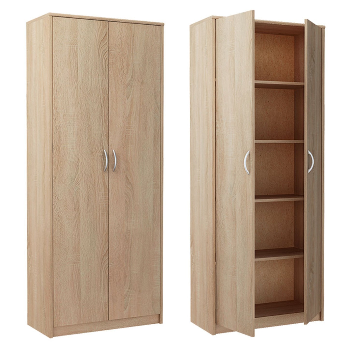 Aktenschrank mit 5 Fächern Mehrzweckschrank Haushaltsschrank in mattem Finish mit 4 Einlegeböden und 2 Türen, 74 cm breit aus Laminatplatte und hochwertigen Polymergriffen