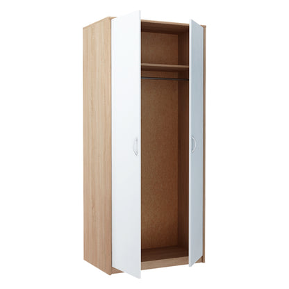 Kleiderschrank mit 2 Türen, 1 Kleiderstange, 1 Einlegeboden, Garderobenschrank 85 cm breit Schrank matte Oberfläche, aus laminierter Platte, ideal für Schlafzimmer, Wohnzimmer, Flur