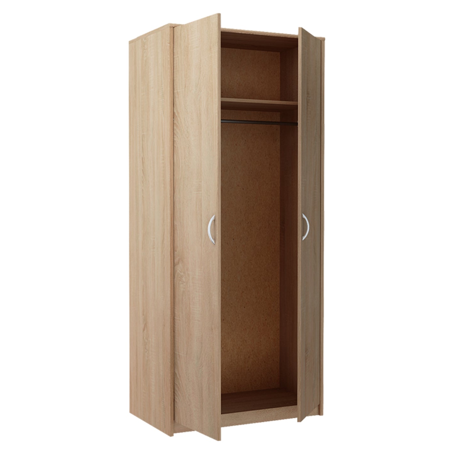 Kleiderschrank mit 2 Türen, 1 Kleiderstange, 1 Einlegeboden, Garderobenschrank 85 cm breit Schrank matte Oberfläche, aus laminierter Platte, ideal für Schlafzimmer, Wohnzimmer, Flur