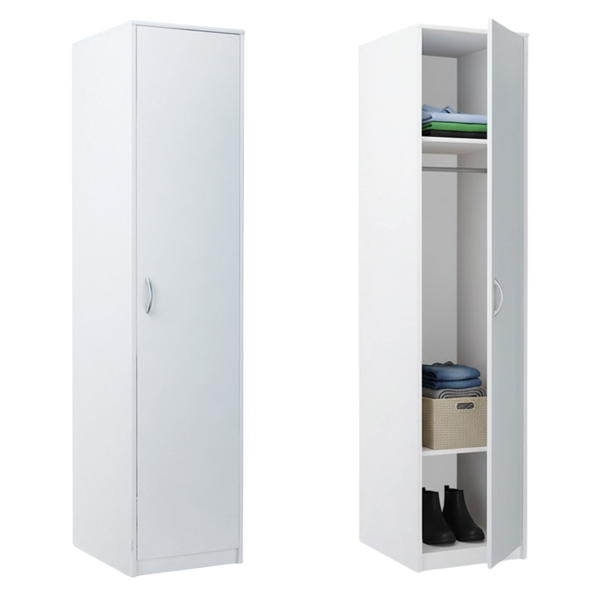 Kleiderschrank mit 1 Tür, 1 Kleiderstange und 2 Einlegeböden, Garderob – HomeCollectiveBerlin