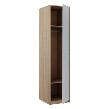 Kleiderschrank mit 1 Tür, 1 Kleiderstange und 2 Einlegeböden, Garderobenschrank 40 cm breit Schrank schmal matte Oberfläche, aus laminierter Platte, ideal für Schlafzimmer, Wohnzimmer, Flur