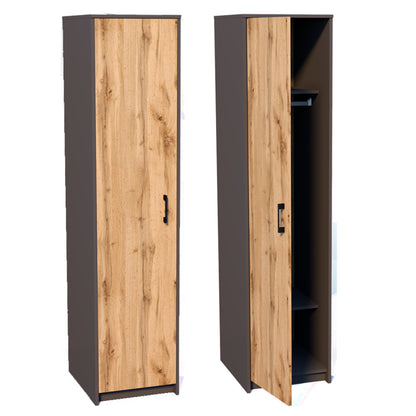 Kleiderschrank mit 1 Tür, 1 Kleiderstange und 2 Einlegeböden, Garderobenschrank 40 cm breit Schrank schmal matte Oberfläche, aus laminierter Platte, ideal für Schlafzimmer, Wohnzimmer, Flur