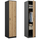 Kleiderschrank mit 1 Tür, 1 Kleiderstange und 2 Einlegeböden, Garderobenschrank 45 cm breit Schrank schmal matte Oberfläche, aus laminierter Platte, ideal für Schlafzimmer, Wohnzimmer, Flur