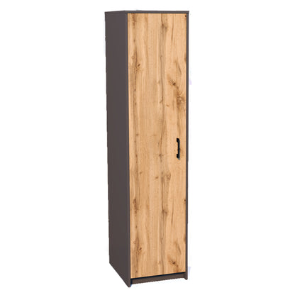 Kleiderschrank mit 1 Tür, 1 Kleiderstange und 2 Einlegeböden, Garderobenschrank 40 cm breit Schrank schmal matte Oberfläche, aus laminierter Platte, ideal für Schlafzimmer, Wohnzimmer, Flur