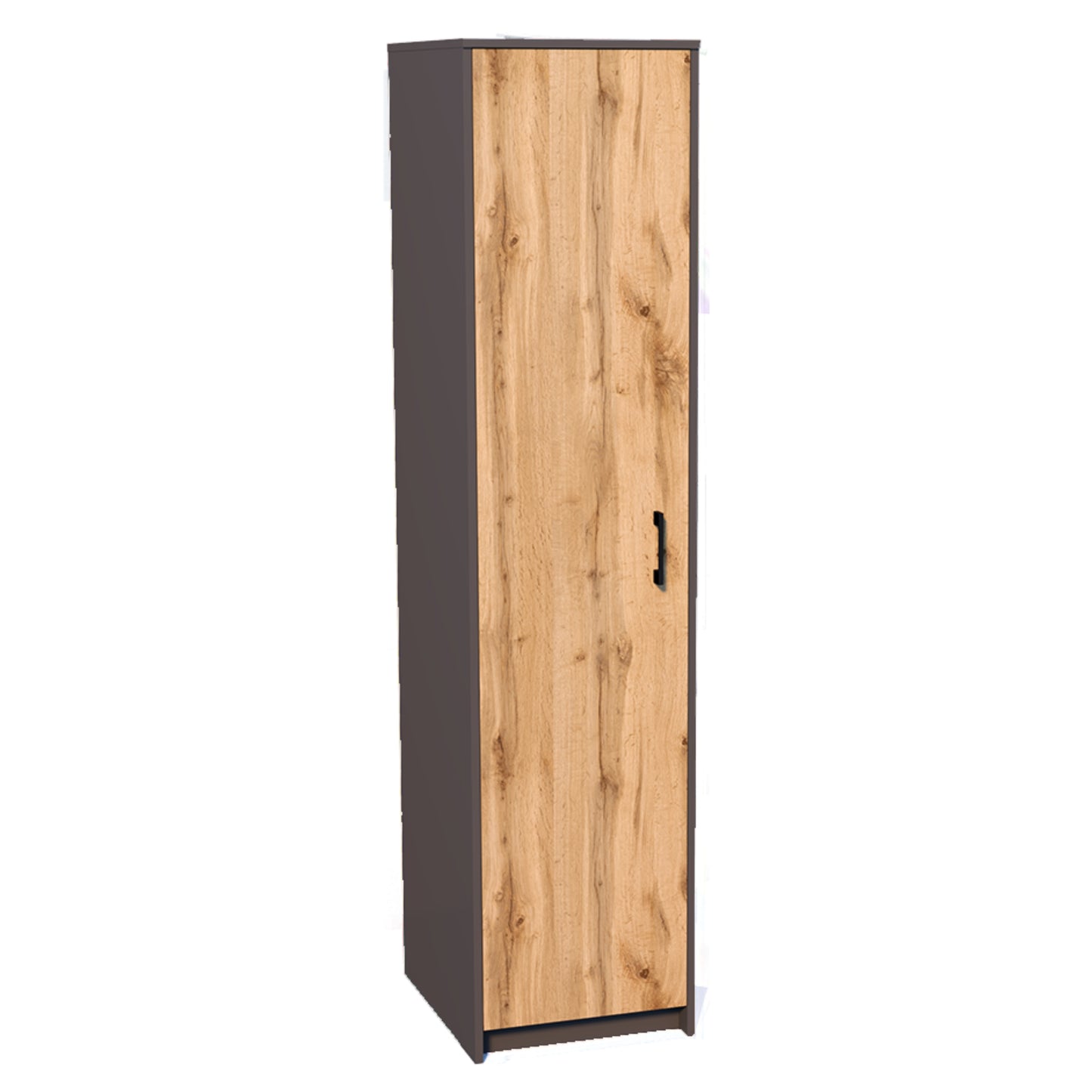 Kleiderschrank mit 1 Tür, 1 Kleiderstange und 2 Einlegeböden, Garderobenschrank 45 cm breit Schrank schmal matte Oberfläche, aus laminierter Platte, ideal für Schlafzimmer, Wohnzimmer, Flur