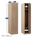 Kleiderschrank mit 1 Tür, 1 Kleiderstange und 2 Einlegeböden, Garderobenschrank 45 cm breit Schrank schmal matte Oberfläche, aus laminierter Platte, ideal für Schlafzimmer, Wohnzimmer, Flur