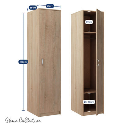Kleiderschrank mit 1 Tür, 1 Kleiderstange und 2 Einlegeböden, Garderobenschrank 45 cm breit Schrank schmal matte Oberfläche, aus laminierter Platte, ideal für Schlafzimmer, Wohnzimmer, Flur