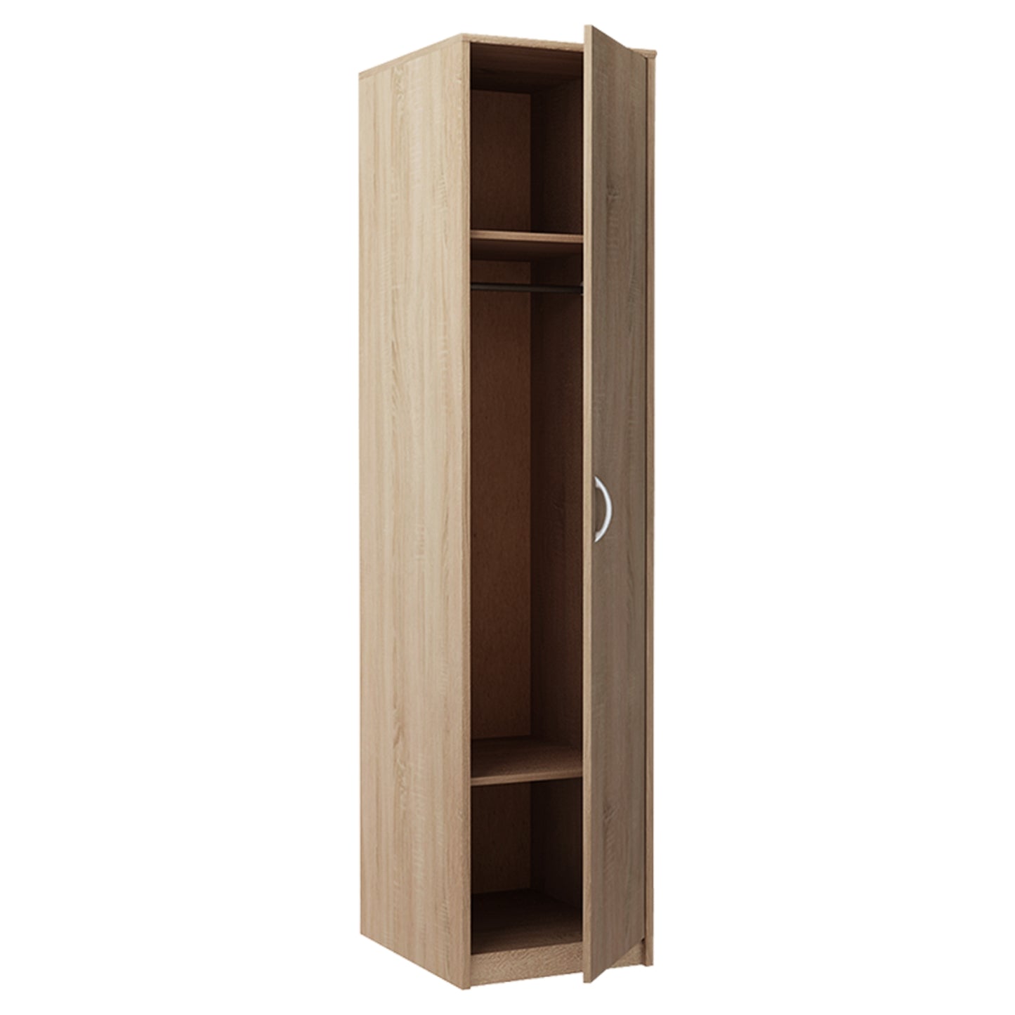 Kleiderschrank mit 1 Tür, 1 Kleiderstange und 2 Einlegeböden, Garderobenschrank 40 cm breit Schrank schmal matte Oberfläche, aus laminierter Platte, ideal für Schlafzimmer, Wohnzimmer, Flur