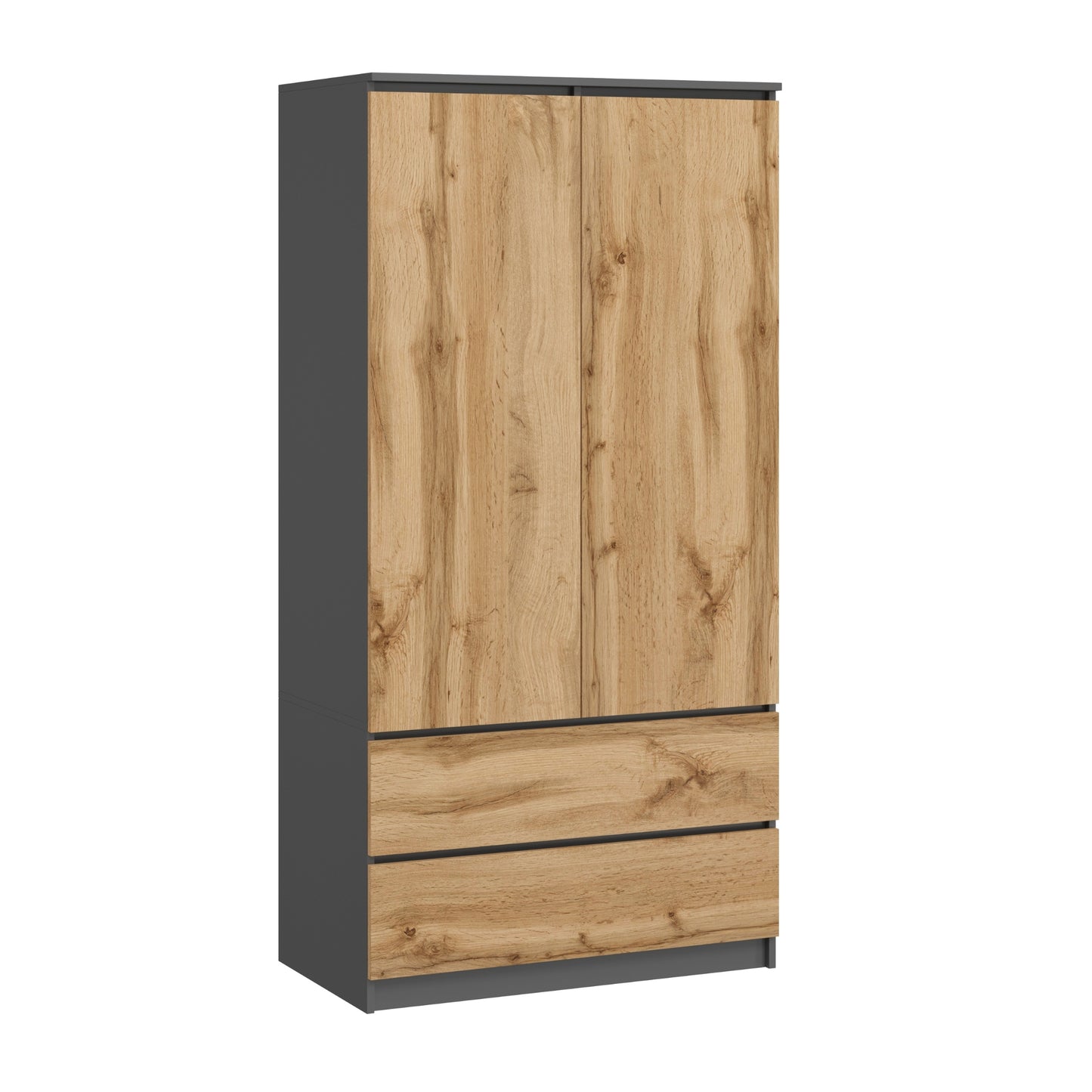 Armoire penderie 180 cm hauteur 90 cm largeur avec 2 tiroirs, 3 étagères et tringle à vêtements Organisateur d'armoire domestique en bois MDF extensible jusqu'à 235 cm de hauteur