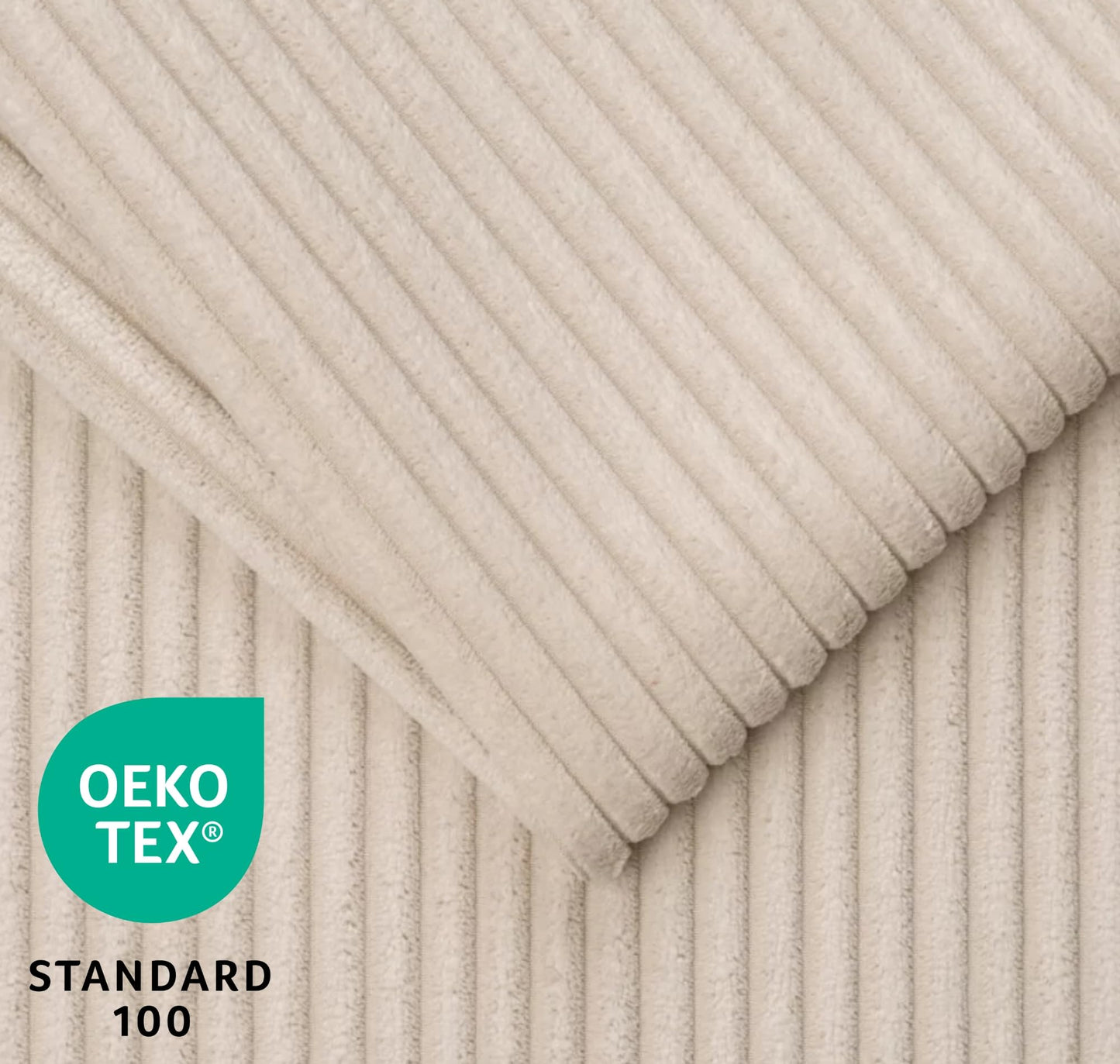 Hochbett 90x200 cm weiß mit Schlafsofa 140x200 cm Couch in Cord-Stoff OEKO-TEX 100 mit 3 Kissen, Etagenbett Stockbett 200x90 mit Leiter und Schlafcouch 200x140