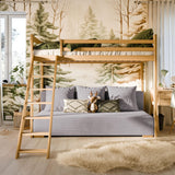 Hochbett 90x200 cm weiß mit Schlafsofa 140x200 cm Couch in Cord-Stoff OEKO-TEX 100 mit 3 Kissen, Etagenbett Stockbett 200x90 mit Leiter und Schlafcouch 200x140